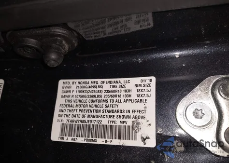 2018 Honda Cr-V Ex-L/Ex-L Navi from USA, damaged, VIN 7FARW2H85JE017122